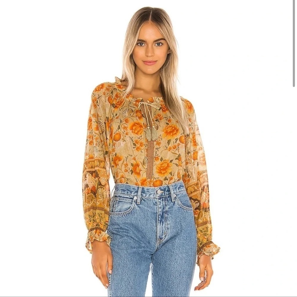 ❌SOLD❌SPELL and the gypsy Seashell mermaid pattern blouse in Orange sand - Picture 1 of 8
